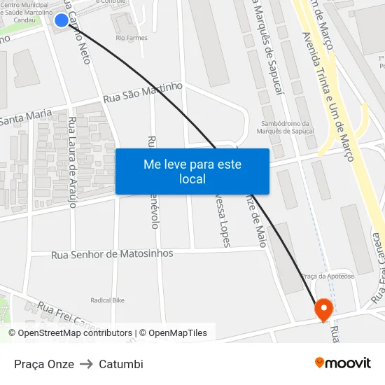 Praça Onze to Catumbi map