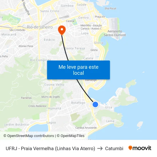 UFRJ - Praia Vermelha (Linhas Via Aterro) to Catumbi map