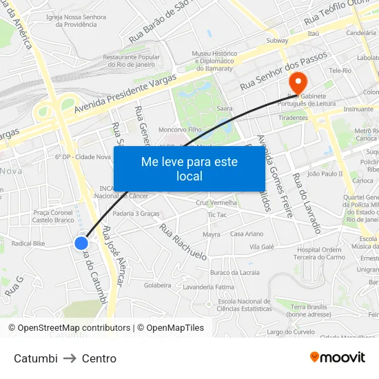 Catumbi to Centro map