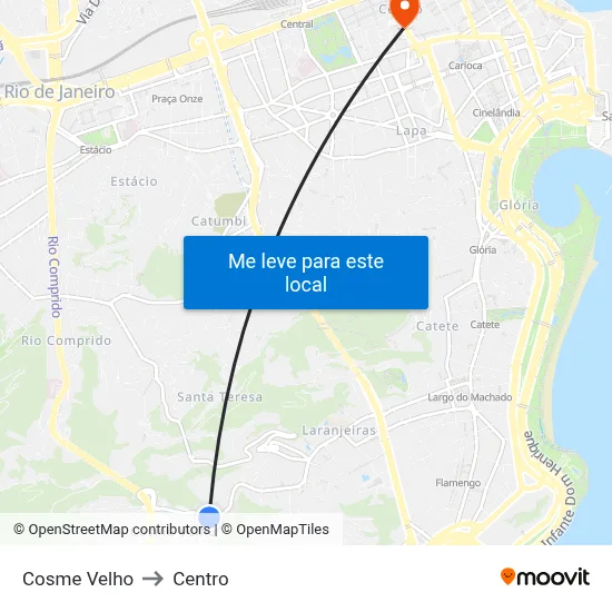 Cosme Velho to Centro map
