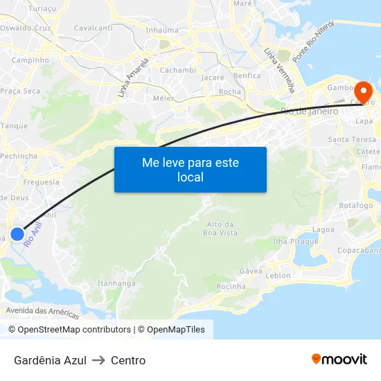 Gardênia Azul to Centro map