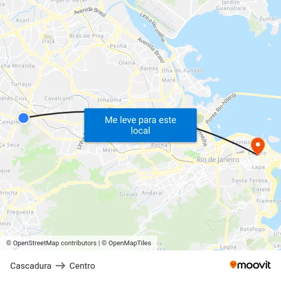 Cascadura to Centro map