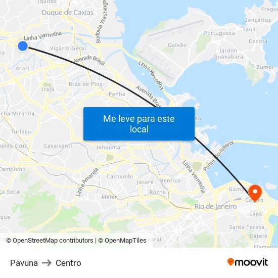 Pavuna to Centro map
