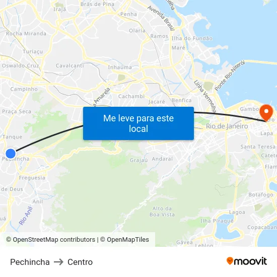 Pechincha to Centro map