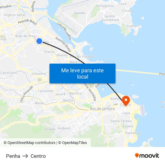 Penha to Centro map