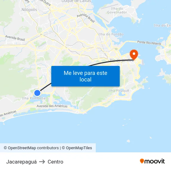 Jacarepaguá to Centro map