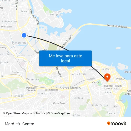 Maré to Centro map