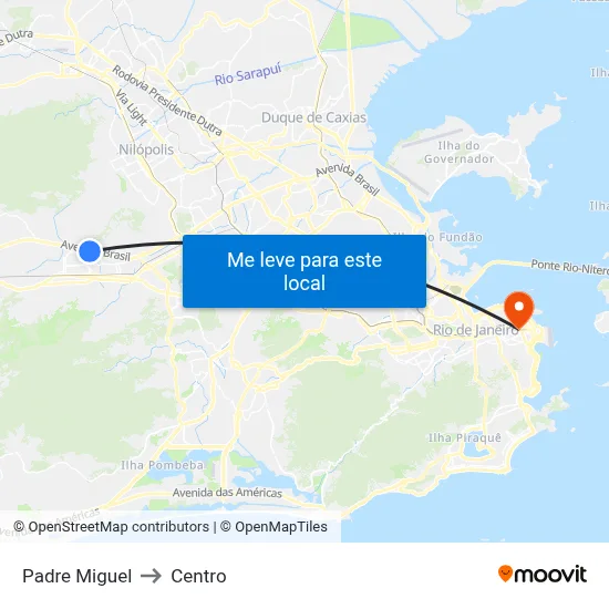 Padre Miguel to Centro map