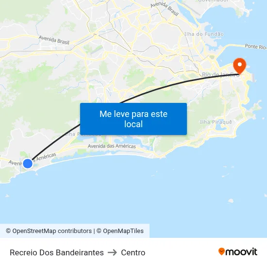 Recreio Dos Bandeirantes to Centro map