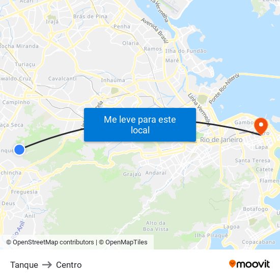 Tanque to Centro map
