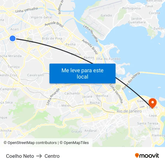 Coelho Neto to Centro map