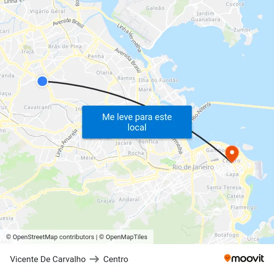 Vicente De Carvalho to Centro map