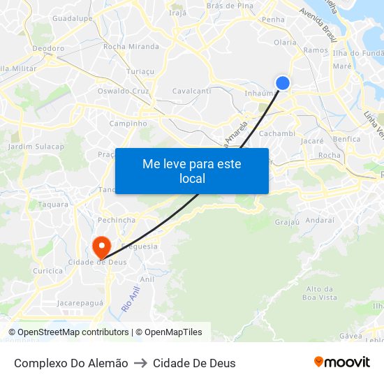 Complexo Do Alemão to Cidade De Deus map