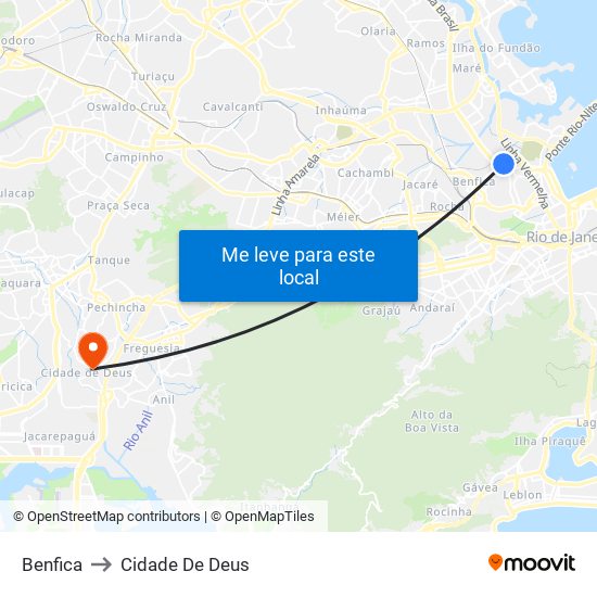 Benfica to Cidade De Deus map