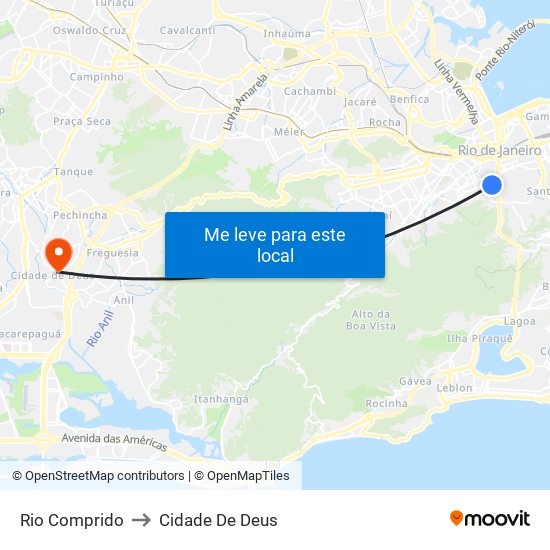 Rio Comprido to Cidade De Deus map