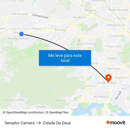 Senador Camará to Cidade De Deus map