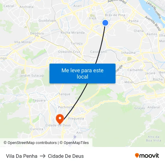 Vila Da Penha to Cidade De Deus map