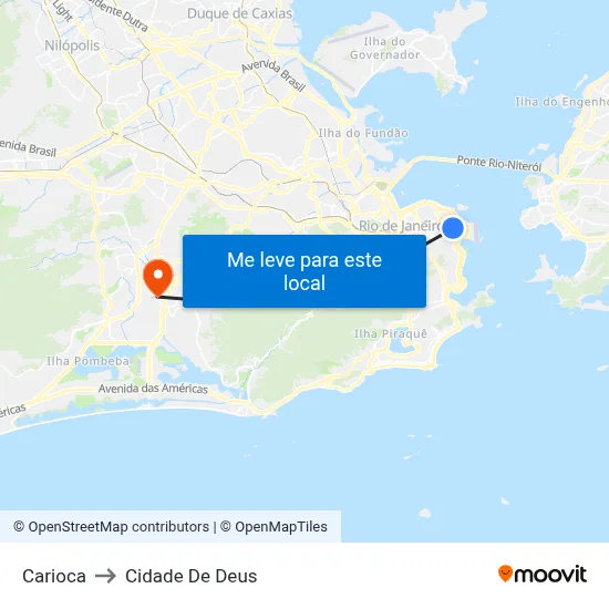 Carioca to Cidade De Deus map