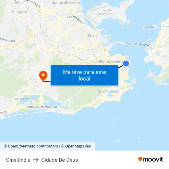 Cinelândia to Cidade De Deus map