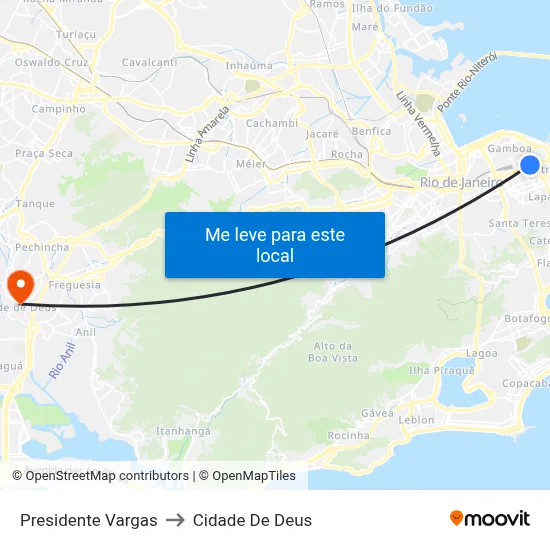 Presidente Vargas to Cidade De Deus map
