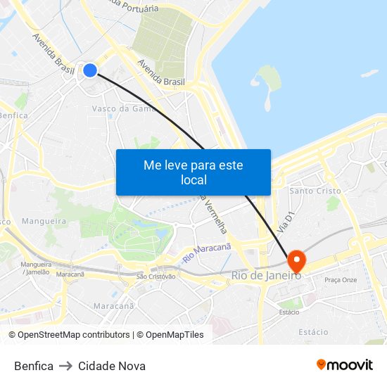 Benfica to Cidade Nova map