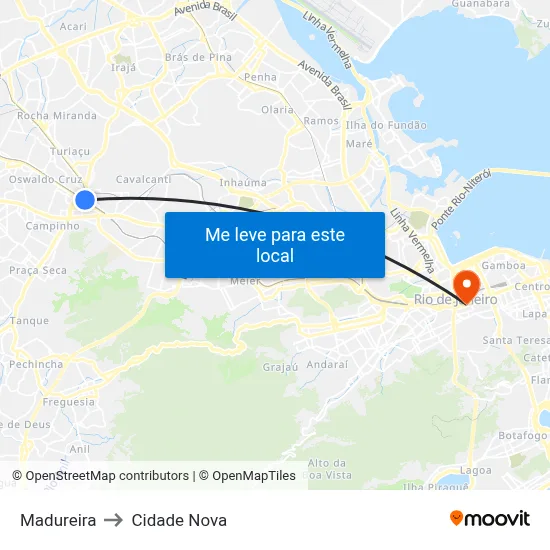 Madureira to Cidade Nova map