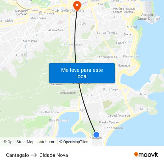 Cantagalo to Cidade Nova map