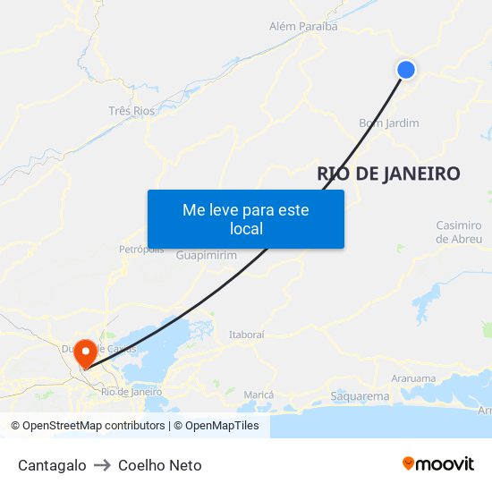 Cantagalo to Coelho Neto map