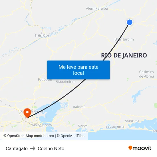 Cantagalo to Coelho Neto map