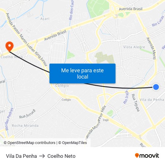 Vila Da Penha to Coelho Neto map