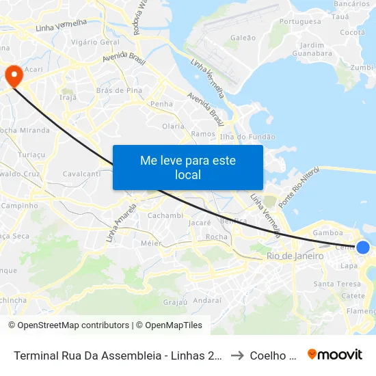 Terminal Rua Da Assembleia - Linhas 2111 E 2112 to Coelho Neto map