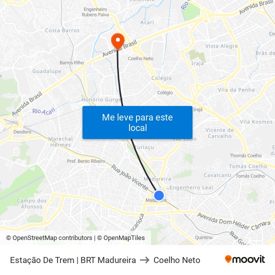 Estação De Trem | BRT Madureira to Coelho Neto map