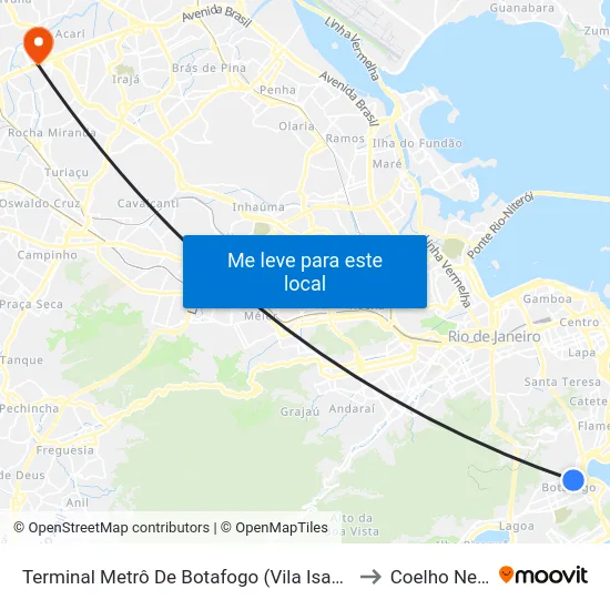 Terminal Metrô De Botafogo (Vila Isabel) to Coelho Neto map