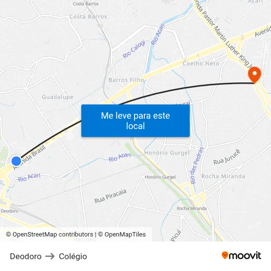 Deodoro to Colégio map
