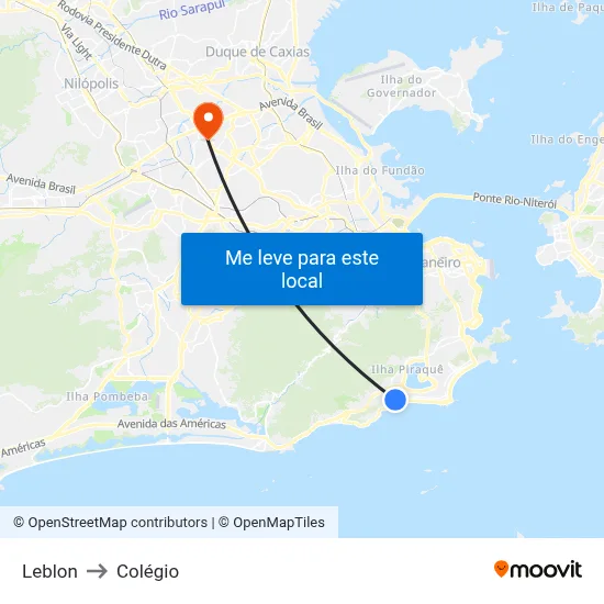 Leblon to Colégio map