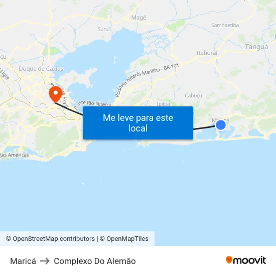 Maricá to Complexo Do Alemão map