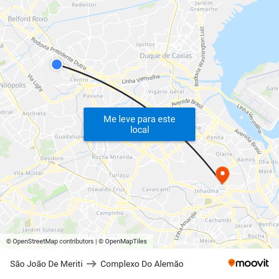 São João De Meriti to Complexo Do Alemão map