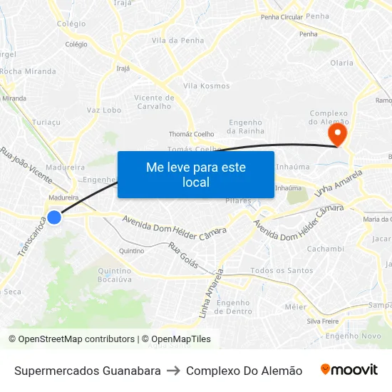 Supermercados Guanabara to Complexo Do Alemão map