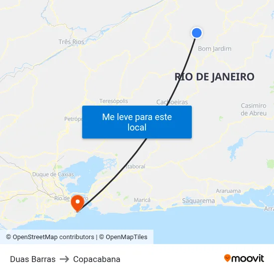 Duas Barras to Copacabana map