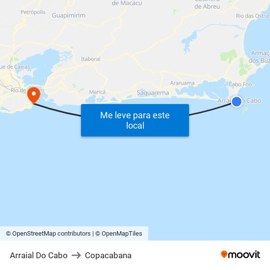 Arraial Do Cabo to Copacabana map