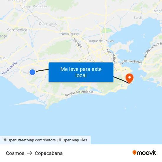 Cosmos to Copacabana map