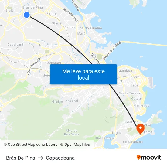 Brás De Pina to Copacabana map