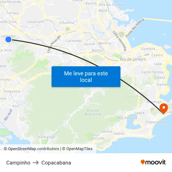 Campinho to Copacabana map