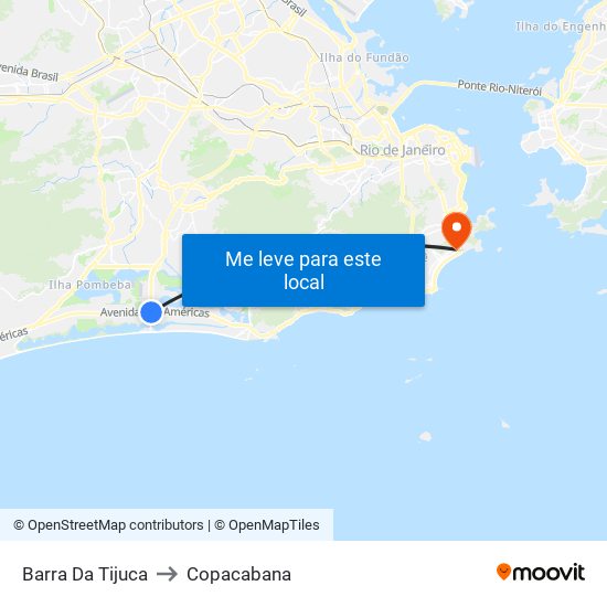 Barra Da Tijuca to Copacabana map