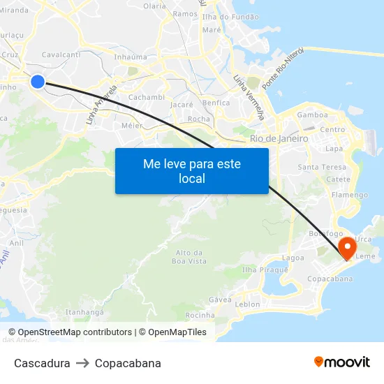 Cascadura to Copacabana map