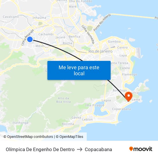 Olímpica De Engenho De Dentro to Copacabana map