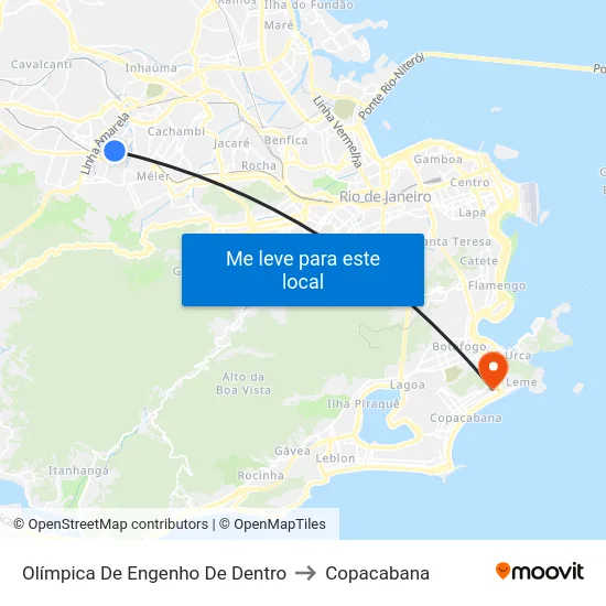 Olímpica De Engenho De Dentro to Copacabana map