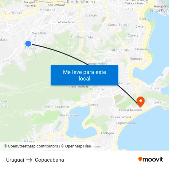 Uruguai to Copacabana map