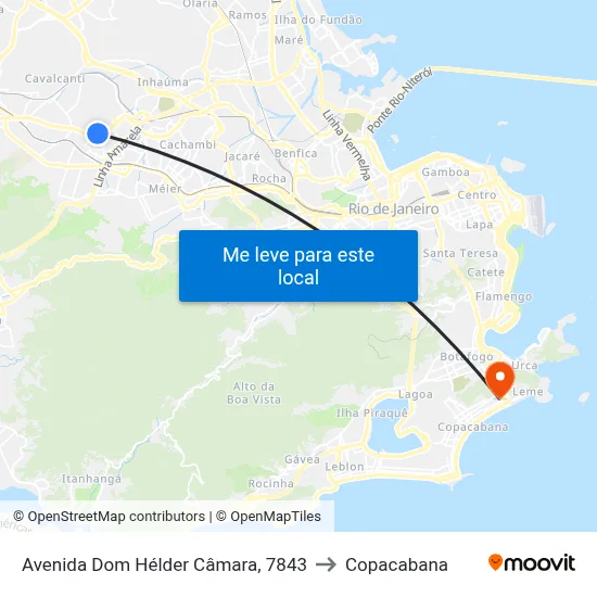 Avenida Dom Hélder Câmara, 7843 to Copacabana map