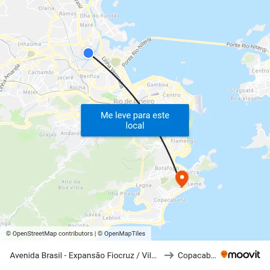 Avenida Brasil - Expansão Fiocruz / Vila Do João to Copacabana map
